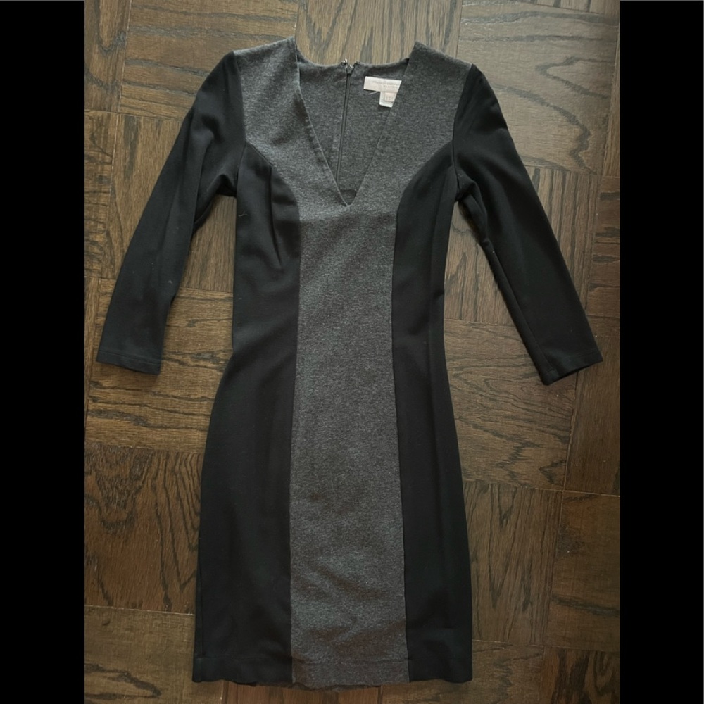 French connection black grey panel colorblock dress size 6